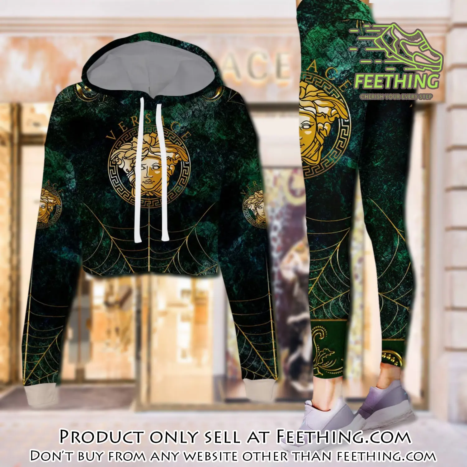 Versace medusa spider silk luxury brand clothes leggings and crop top set for women ft4344782